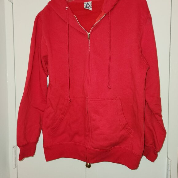 Alstyle solid red zipper up hoodie - Picture 3 of 5
